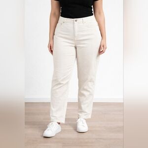 mySTYLE Cream Corduroy Pants Size 12 Stretch Straight Neutral